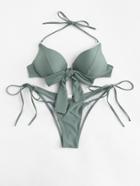 Romwe Crossover Bow Tie Bikini Set