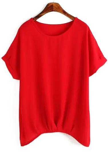Romwe Short Sleeve Red Top