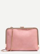 Romwe Pink Clip Frame Purse With Chain