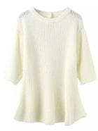 Romwe Puff Sleeve Hollow Beige Sweater