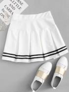 Romwe Varsity Striped Pleated Skirt