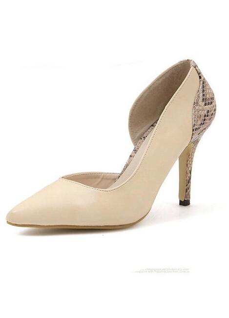 Romwe Apricot Point Toe Side Cutout High Heeled Pumps