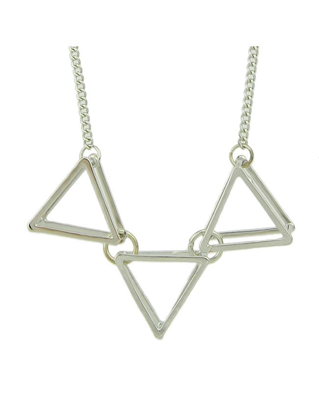Romwe Silver Triangle Necklace For Women