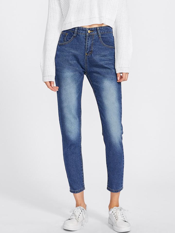 Romwe Boyfriend Fit Ankle Jeans
