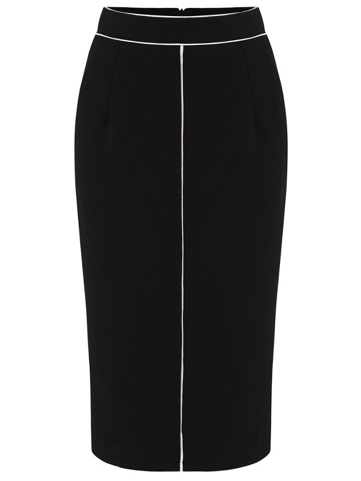 Romwe Zippet Slim Black Skirt
