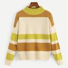 Romwe Drop Shoulder Cut And Sew Sweater