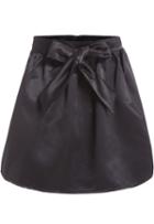 Romwe Black Bow Flare Skirt