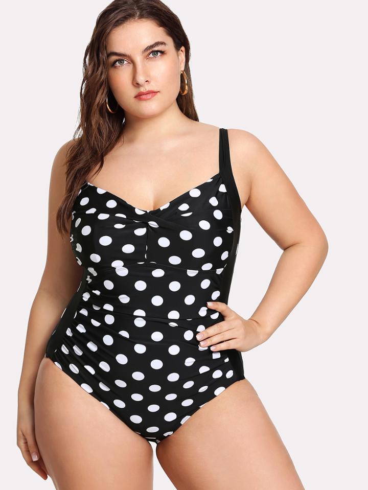 Romwe Polka Dot Pattern Swimsuit
