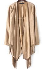 Romwe With Tassel Loose Apricot Coat