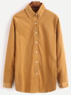 Romwe Khaki Corduroy Button Shirt