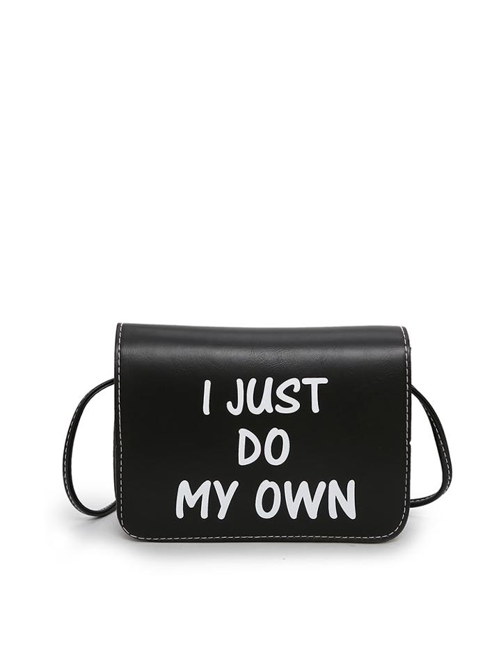 Romwe Slogan Print Crossbody Bag