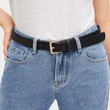 Romwe Metal Square Buckle Belt