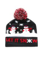 Romwe Christmas Snowman Pattern Pom Pom Beanie Hat