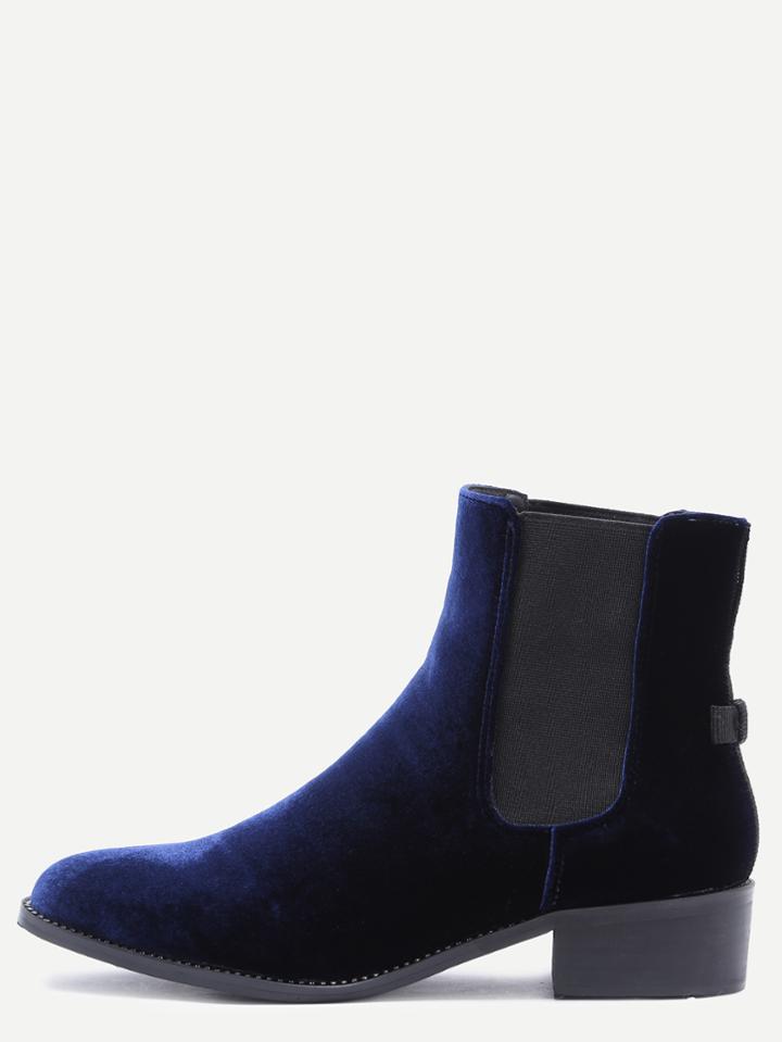 Romwe Navy Velvet Elastic Booties