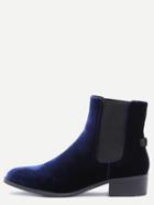 Romwe Navy Velvet Elastic Booties