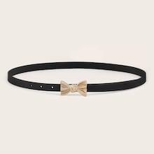 Romwe Metal Bow Shaped Buckle Skinny Waist Belt