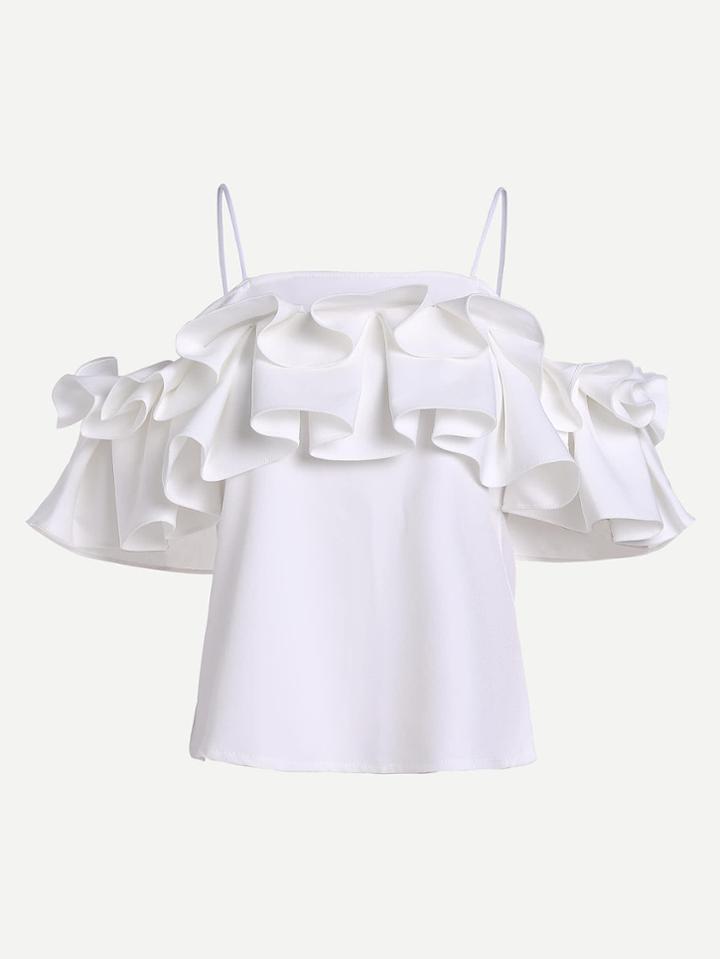 Romwe Layered Box Pleat Ruffle Top
