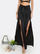 Romwe Waist Tie Slit Pants