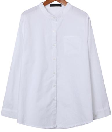 Romwe Round Neck With Pocket Slim Blouse