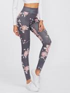 Romwe Flower Print High Waist Leggings