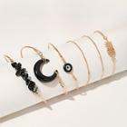 Romwe Pineapple & Moon Detail Bracelet Set 6pcs