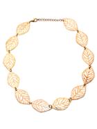 Romwe Gold Cutout Leaf Necklace