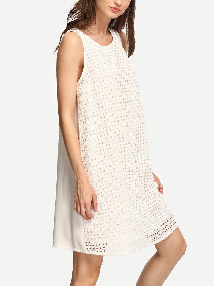 Romwe White Sleeveless Casual Dress