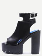 Romwe Black Peep Toe Platform Pu High Heels
