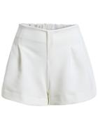 Romwe Elastic Waist White Shorts