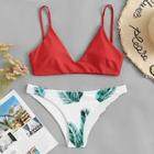Romwe Palm Print Mix & Match Bikini Set