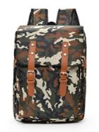 Romwe Camo Detail Double Buckle Backpacks