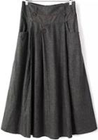 Romwe Elastic Waist With Pockets Dark Grey Skirt