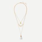 Romwe Tassel & Circle Pendant Layered Chain Necklace