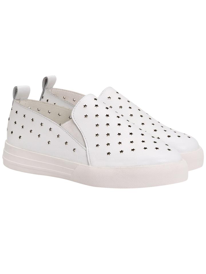 Romwe White Star Hollow Pu Flats