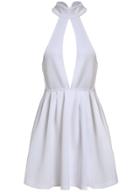 Romwe Halter Open Back Flare Dress