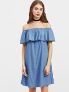Romwe Flounce Off Shoulder Swing Dress