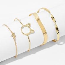 Romwe Triangle & Spiral Detail Bracelet 4pcs