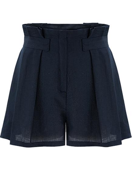 Romwe Zipper Loose Navy Shorts