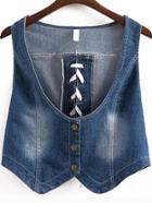 Romwe Lace Up Denim Tank Top