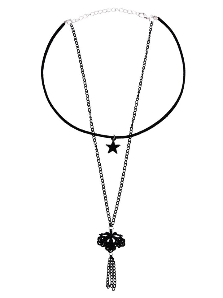 Romwe Black Star Pendant Retro Necklace