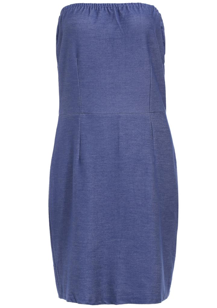 Romwe Strapless Back Split Denim Dress