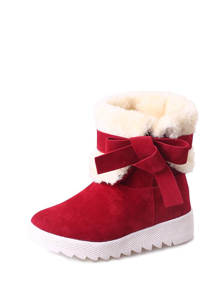Romwe Faux Fur Bow Design Short Boots