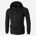 Romwe Men Solid Hooded Sweatshirt