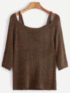 Romwe Cut Out Scoop Neck Tight Sweater