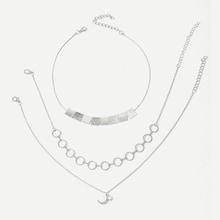 Romwe Circle & Moon Chain Choker Set 3pcs