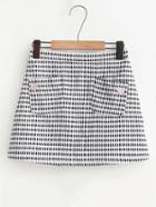 Romwe Checkered A Line Skirt With Heart Patch