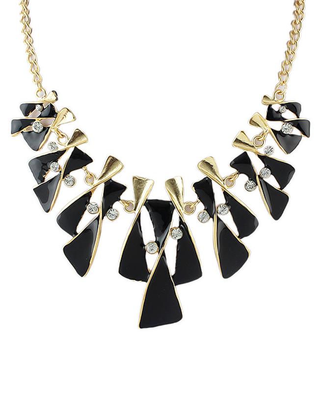 Romwe New Model Beautiful Green And Black Enamel Shourouk Necklace