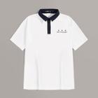 Romwe Guys Contrast Collar Letter And Star Polo Shirt