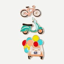 Romwe Bicycle & Car Brooch Set 3pcs