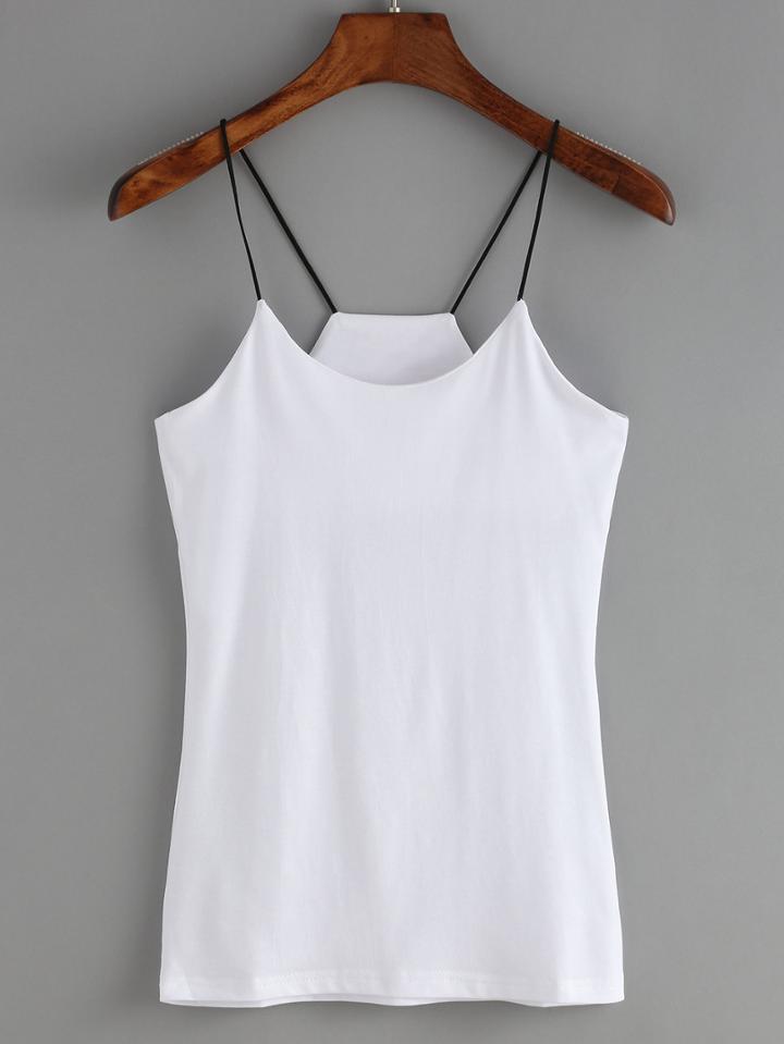 Romwe Spaghetti Strap White Cami Top